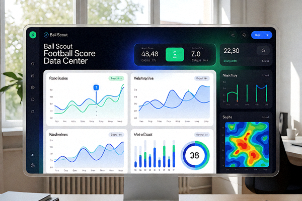 球探足球比分数据中心Dashboard界面，展示实时比赛数据面板与统计图表